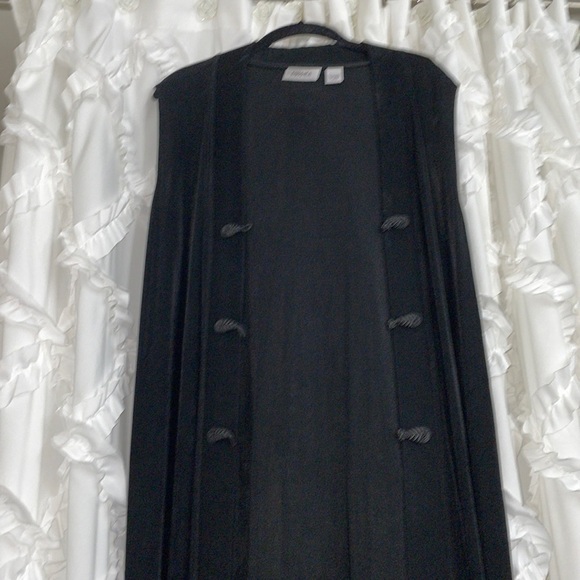 Chico's Other - 48 inch Chicos travels Asian button kimono vest black